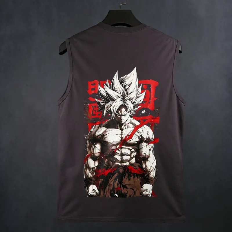 Dragon Ball DBZ Son Goku Unisex Summer Outfits Men Streetwear Top Rated 80s 90s Graphic Tees Cotton Anime Tank Tops Men Gifts Woven Premium Breathable 100% Cotton Super Soft Pre-Shrunk Loose Fit