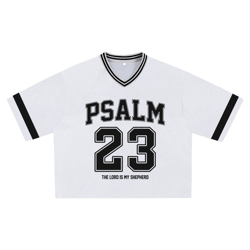 White Psalm 23 Jersey - Soft Comfortable Fabric, Unique Faith Design for Bold Streetwear Style