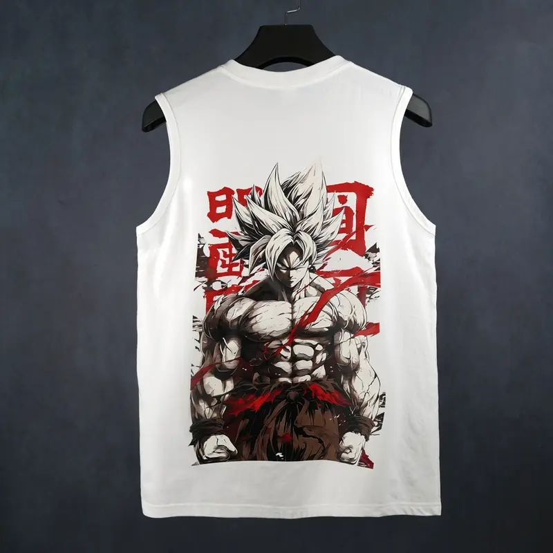 Dragon Ball DBZ Son Goku Unisex Summer Outfits Men Streetwear Top Rated 80s 90s Graphic Tees Cotton Anime Tank Tops Men Gifts Woven Premium Breathable 100% Cotton Super Soft Pre-Shrunk Loose Fit