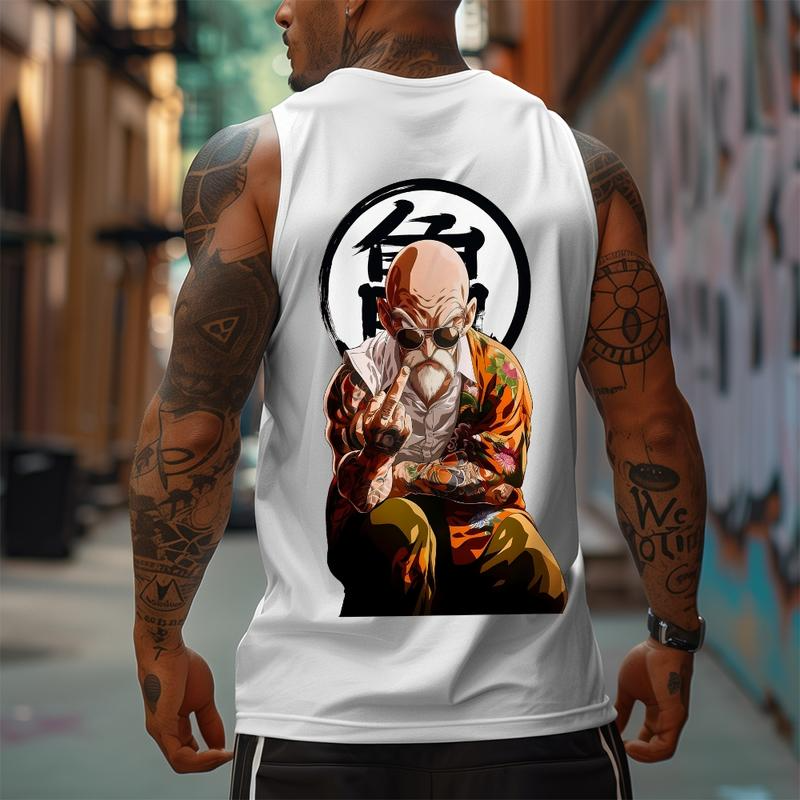 Dragon Ball DBZ Roshi Unisex Summer outfits men streetwear 80s 90s graphic tees cotton Anime tank tops men gifts