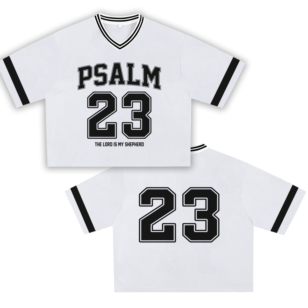White Psalm 23 Jersey - Soft Comfortable Fabric, Unique Faith Design for Bold Streetwear Style