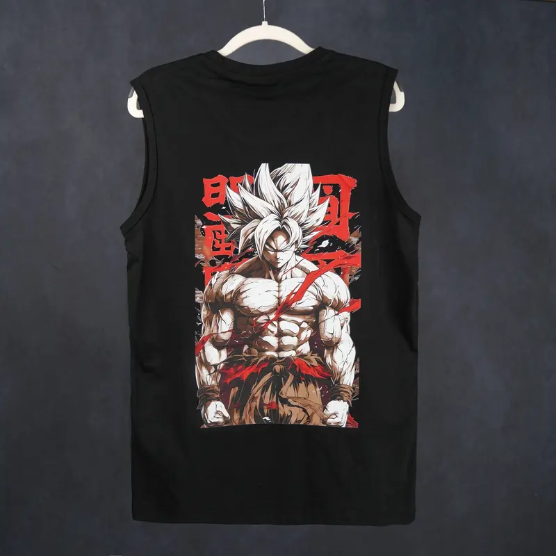 Dragon Ball DBZ Son Goku Unisex Summer Outfits Men Streetwear Top Rated 80s 90s Graphic Tees Cotton Anime Tank Tops Men Gifts Woven Premium Breathable 100% Cotton Super Soft Pre-Shrunk Loose Fit