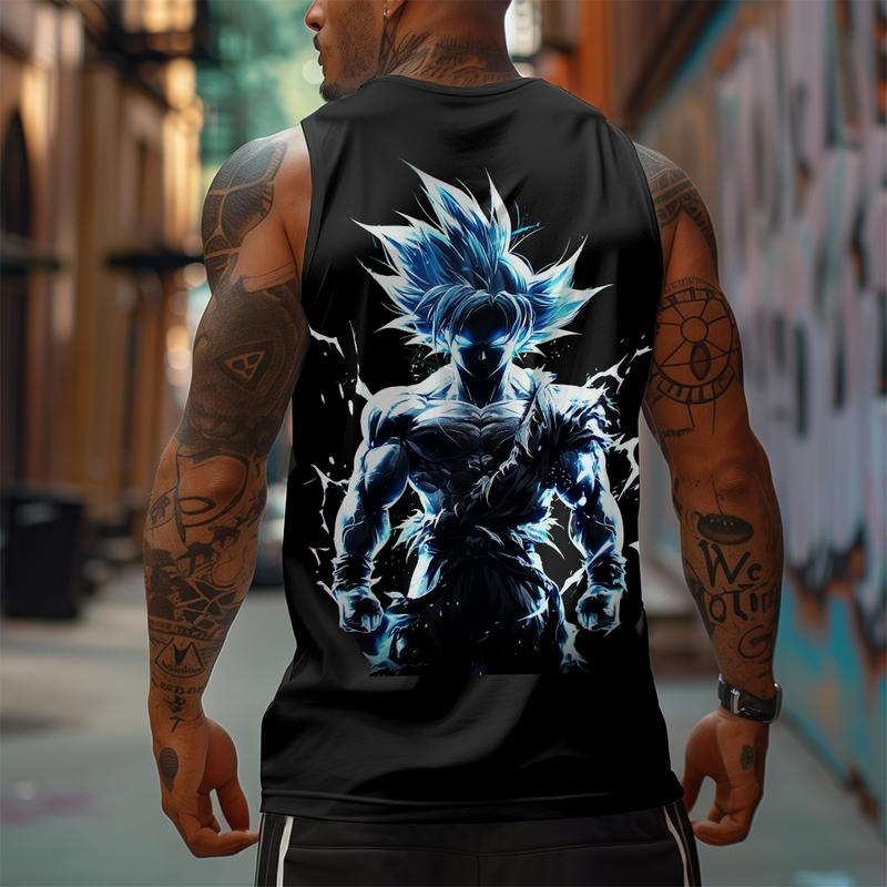 Top Rated 80s 90s Dragon Ball DBZ Goku saiyan goku black Oversized streetwear singlet muscle cotton outfits men summer men's graphic tees Fits vacation outfits Anime tank tops men gifts