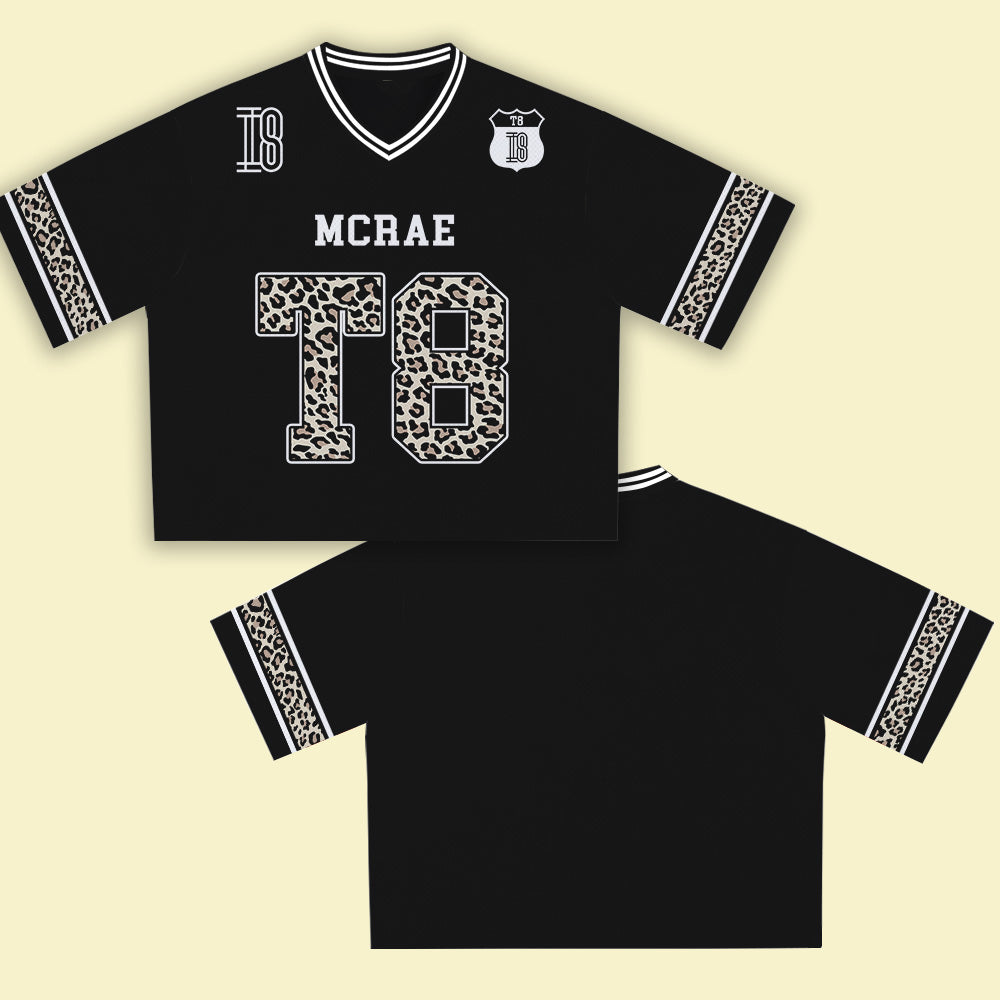 MCRAE T8 Black Leopard Jersey – Unisex Sports Design, Breathable Material, Suitable for Streetwear