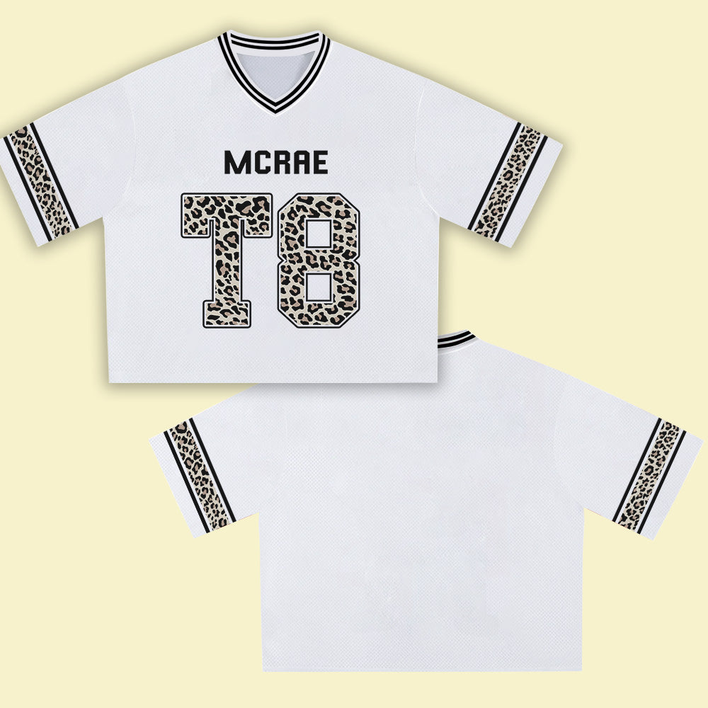 MCRAE T8 White Leopard Jersey – Unisex Sports Design, Breathable Material, Suitable for Streetwear