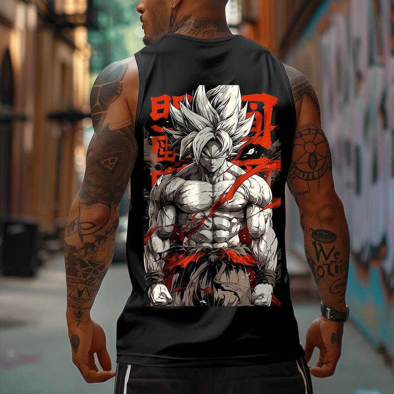 Dragon Ball DBZ Son Goku Unisex Summer Outfits Men Streetwear Top Rated 80s 90s Graphic Tees Cotton Anime Tank Tops Men Gifts Woven Premium Breathable 100% Cotton Super Soft Pre-Shrunk Loose Fit