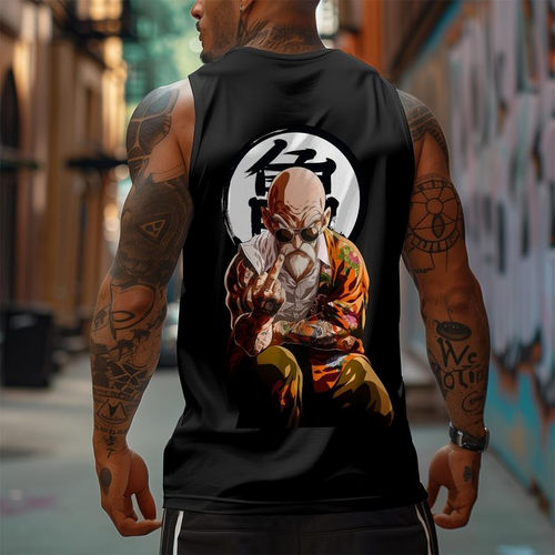 Dragon Ball DBZ Roshi Unisex Summer outfits men streetwear 80s 90s graphic tees cotton Anime tank tops men gifts