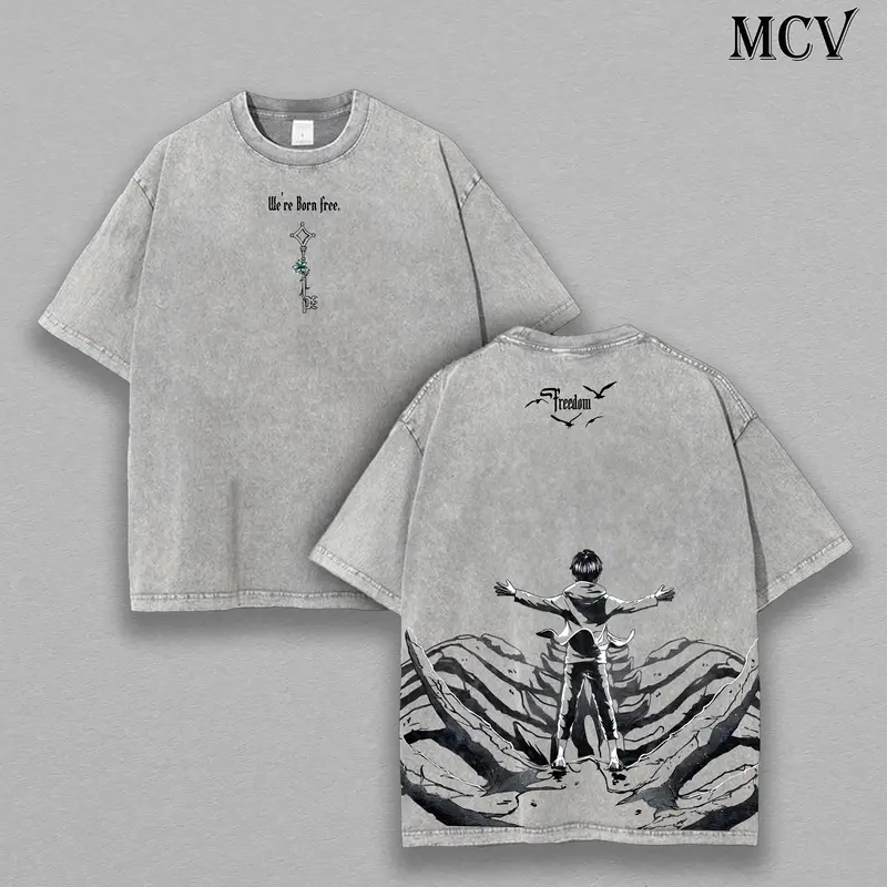 The Key to Freedom – Attack on Titan Vintage Washed Oversize Anime Tee