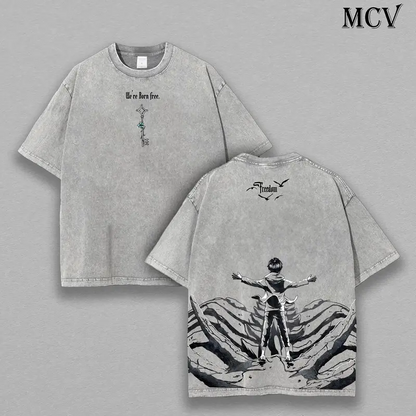 The Key to Freedom – Attack on Titan Vintage Washed Oversize Anime Tee