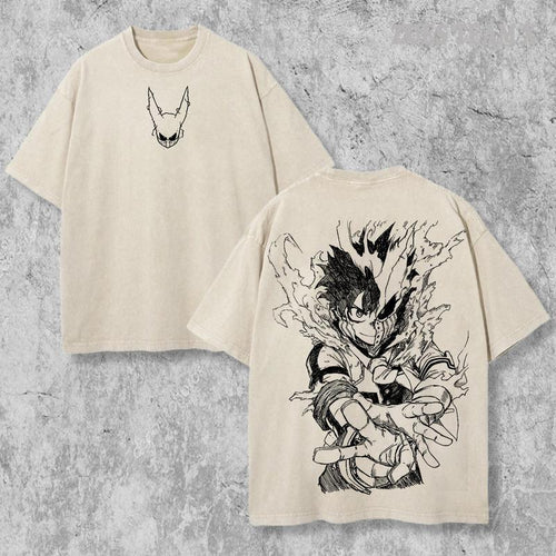 Retro Vintage Limited Deku Ver4 - My Hero Academia Anime Double Printed Oversized Washed Tee Unisex Oversize Anime Manga Acid Washed Lightweight Cotton T-Shirt, Anime Lover
