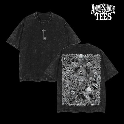 The Key - Attack on Titan T-Shirt Acid Washed Oversized Tee, Vintage Anime Merch, Double Printed Design Inspired by Shingeki no Kyojin Fans Collectors
