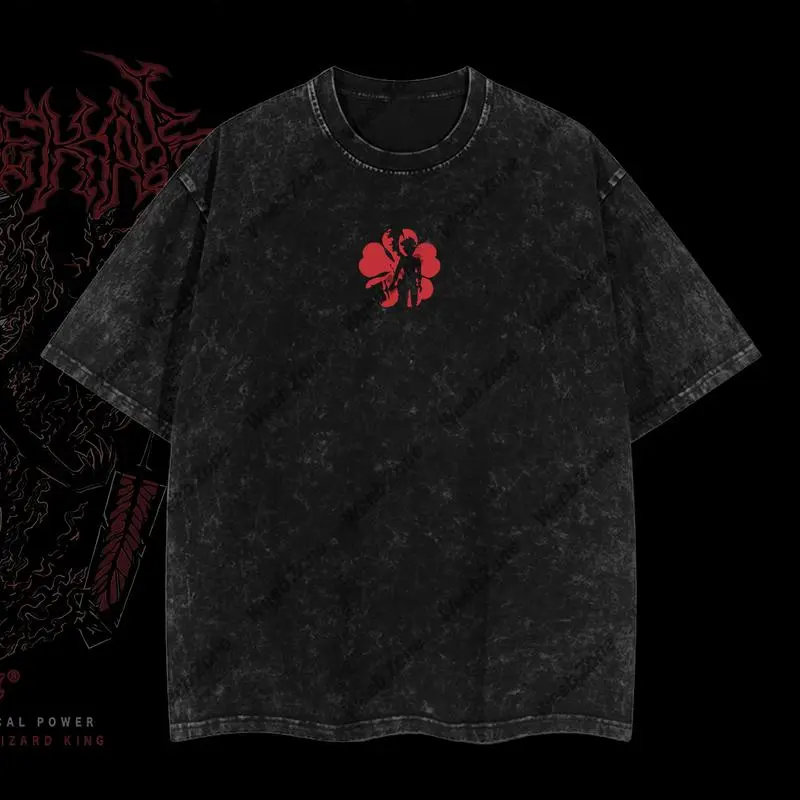 Limited Edition Asta Demon - Black Clover Anime Double Printed Oversize Lightweight Acid Washed Tee, Gift For anime lover, anime merch