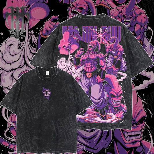 Majin Buu Dragon Ball Vintage Unisex Oversize Anime Manga Acid Washed Heavyweight Cotton T-shirt, graphic tee,anime merch fan, outfits men