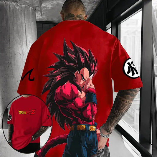 80s 90s Dragon Ball DBZ Vegeta Oversized streetwear singlet muscle cotton outfits men short summer graphic t-shirts men's graphic tees Fits vacation outfits Anime gifts Casual Fabrics Prints Breathable