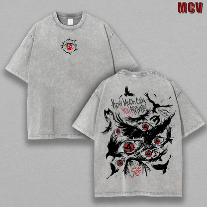 Retro Heavy Uchiha Itachi Character Naruto Anime Tee Hoodie Menswear Top Unisex Mineral Anime Manga Washed Heavy Cotton T-shirt, Gift For Anime Fan