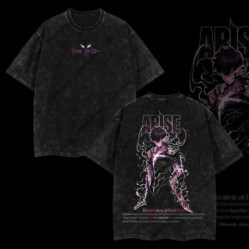 [COLLECTION 3] 18 Best Designs Solo Leveling T-Shirt Featuring Sung Jin-Woo, Statue of God & Iconic Moments, Double Printed Unisex Oversize Lightweight Acid Washed Cotton Tee anime lover anime merch