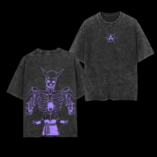 Limited Uchiha Sasuke x Susano - Naruto Anime Double Printed Vintage Washed Tee Unisex Oversize Anime Manga Washed Heavyweight Cotton T-shirt, Gift For Anime Fan Lover