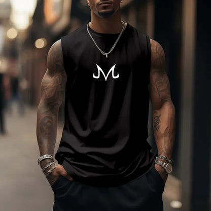 80s 90s Dragon Ball DBZ Oversized singlet muscle men's graphic tees majin print Fits Anime tank tops men gifts Cotton Breathable Fabric Fashion