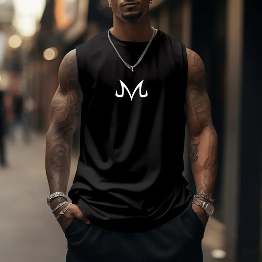 80s 90s Dragon Ball DBZ Oversized singlet muscle men's graphic tees majin print Fits Anime tank tops men gifts Cotton Breathable Fabric Fashion