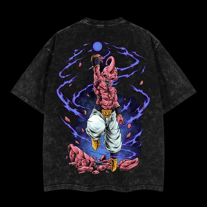Dragon Ball "Evil Buu" Vintage Unisex Oversize Anime Manga Acid Washed Cotton T-shirt, graphic tee,anime merch fan, outfits men