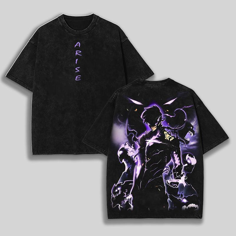 Statue of God T-Shirt 3 - Sung Jin Woo Collection T-Shirt | Solo Leveling Anime Clothing | Washed Heavy Cotton Tee | Perfect Gift for Manga & Anime Fans | Gift for Him & Her