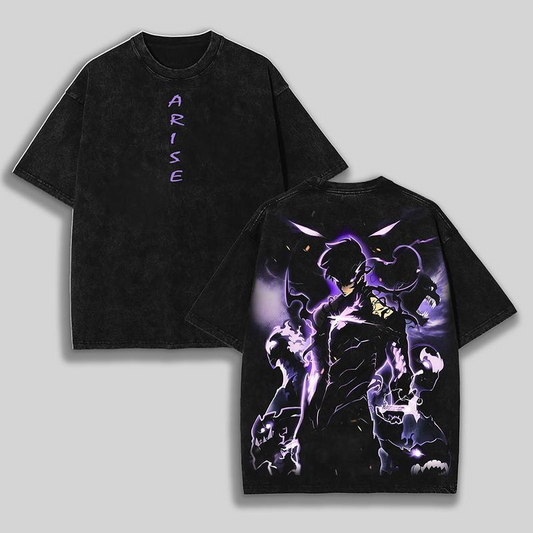Statue of God T-Shirt 3 - Sung Jin Woo Collection T-Shirt | Solo Leveling Anime Clothing | Washed Heavy Cotton Tee | Perfect Gift for Manga & Anime Fans | Gift for Him & Her