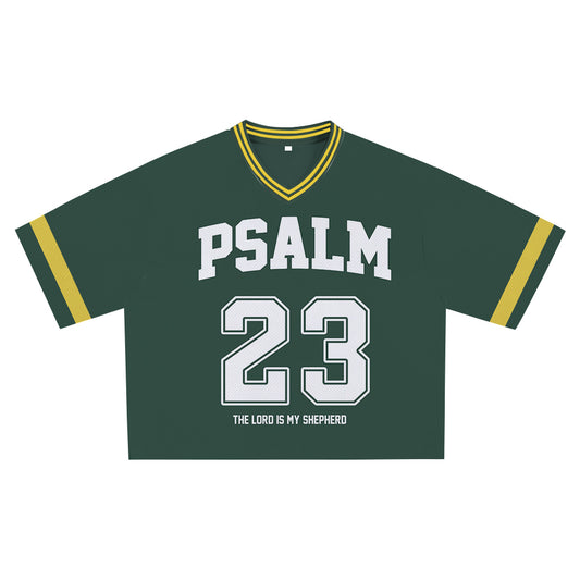 Green Accents Psalm 23 Jersey - Soft Comfortable Fabric, Unique Faith Design for Bold Streetwear Style