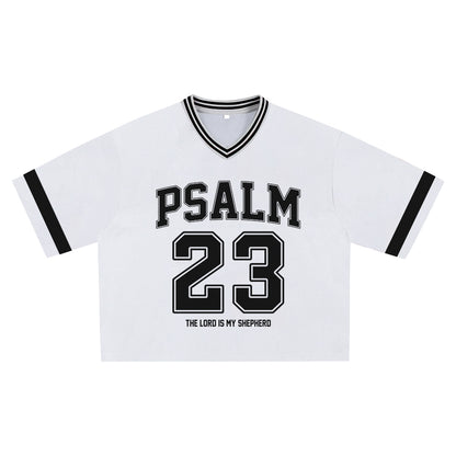 White Psalm 23 Jersey - Soft Comfortable Fabric, Unique Faith Design for Bold Streetwear Style