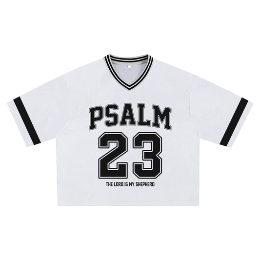 White Psalm 23 Jersey - Soft Comfortable Fabric, Unique Faith Design for Bold Streetwear Style