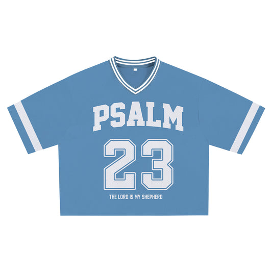 Sky Blue Psalm 23 Jersey - Soft Comfortable Fabric, Unique Faith Design for Bold Streetwear Style