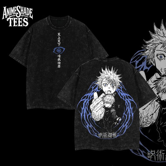 [COLLECTION] 12 Design Jujutsu Kaisen Anime Tee – Sukuna, Gojo, Megumi, Geto, Nanami, Choso, Yuta, Toji Graphic T-Shirt, Vintage Washed Oversized Tee, Streetwear Menswear, Gift for Anime Fans (Copy)