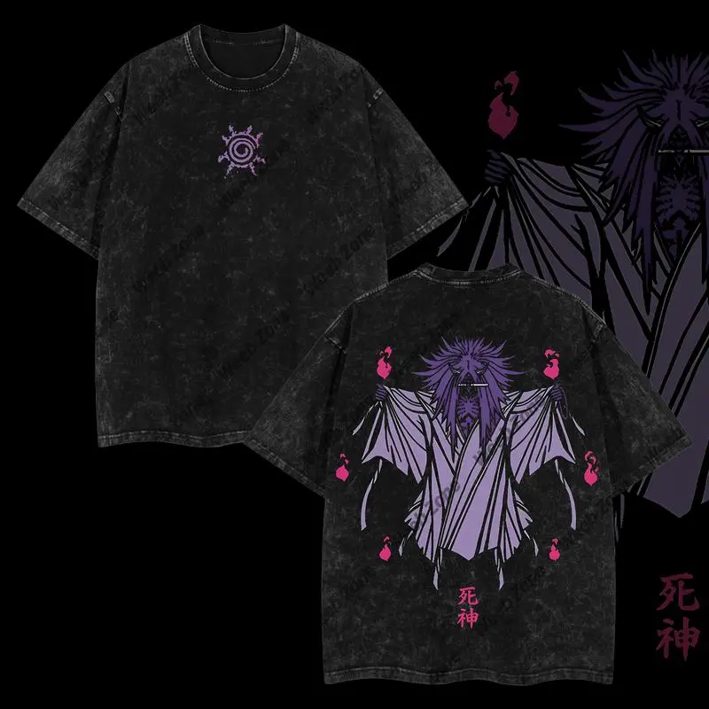 Limited Edition Death Reaper Seal Uzumaki Naruto Anime Double Printed Oversize Lightweight Acid Washed Tee, Gift For anime merch