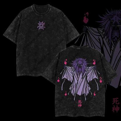 Limited Edition Death Reaper Seal Uzumaki Naruto Anime Double Printed Oversize Lightweight Acid Washed Tee, Gift For anime merch