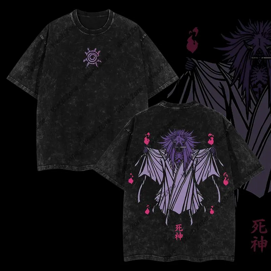 Limited Edition Death Reaper Seal Uzumaki Naruto Anime Double Printed Oversize Lightweight Acid Washed Tee, Gift For anime merch
