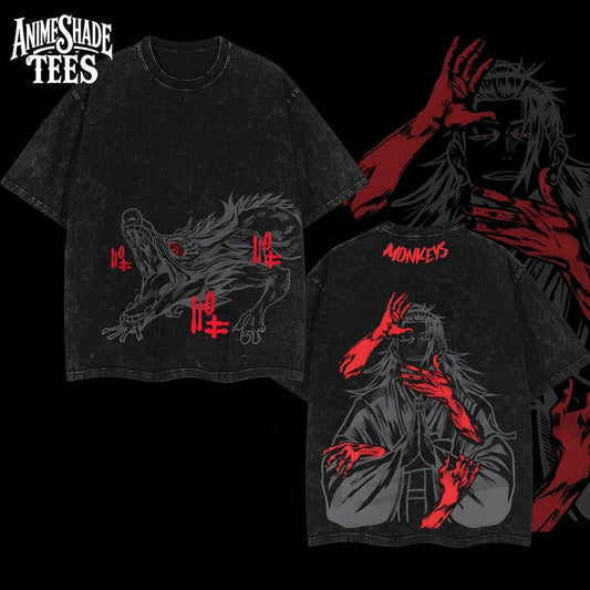 Geto Oversized Tee – Jujutsu Kaisen Vintage Washed T-Shirt Featuring Suguru Geto, Heavyweight Cotton Anime Streetwear, Unisex Casual Fit, Dark Aesthetic Graphic Tee, Gift for JJK Fans & Anime Lovers