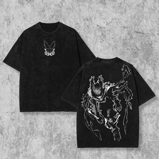 Retro Heavy Limited Deku Dark - My Hero Academia Anime Double Printed Vintage Oversized Washed Tee Unisex Oversize Anime Manga Washed Heavyweight Cotton T-shirt, Gift For Anime Fan, Anime Lover