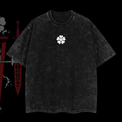 Limited Edition Asta Demon Slayer Sword - Black Clover Anime Double Printed Oversize Lightweight Acid Washed Tee, Gift For anime lover
