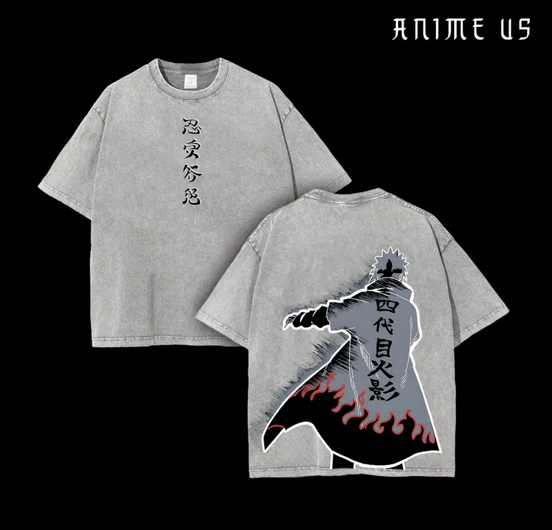 Minato Namikaze "Fourth Hokage" Father Naruto Anime Printed T-Shirt Washed Unisex Streetwear Naruto Merch Gift For Naruto Fan Minato Fan