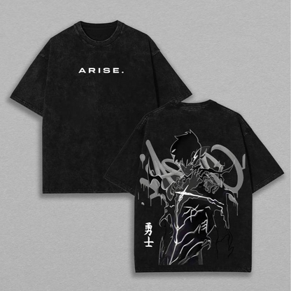 Statue of God T-Shirt 3 - Sung Jin Woo Collection T-Shirt | Solo Leveling Anime Clothing | Washed Heavy Cotton Tee | Perfect Gift for Manga & Anime Fans | Gift for Him & Her