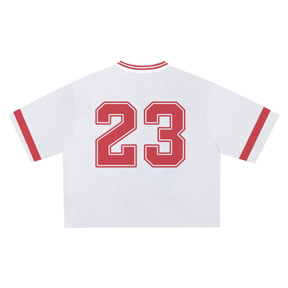 White with Red Psalm 23 Jersey - Soft Comfortable Fabric, Unique Faith Design for Bold Streetwear Style