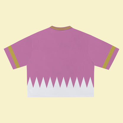 Pink Super Hero Jersey – Unique Streetwear Shirt with Bold Graphic, V-Neck Retro Athletic Design, Sports Style Outfits