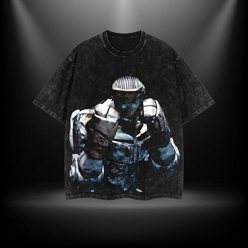 Atom - Real Steel Menswear Gift for movie fans Top Apparel Classic Oversized Seamless Simple Straight Man designer shirts Men's Regular Fit Floral Print Tee