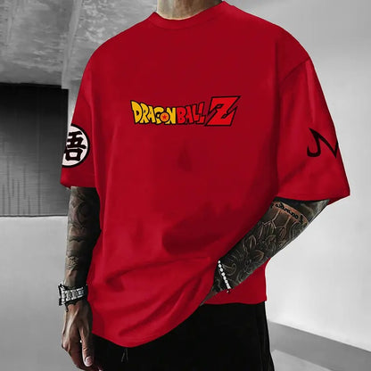 80s 90s Dragon Ball DBZ Vegeta Oversized streetwear singlet muscle cotton outfits men short summer graphic t-shirts men's graphic tees Fits vacation outfits Anime gifts Casual Fabrics Prints Breathable