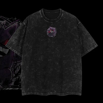 Pokemon "Gengar" Vintage Unisex Oversize Anime Manga Acid Washed Heavyweight Cotton T-shirt, graphic tee,anime lover , outfits men