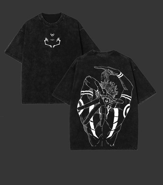 "Ryomen Sukuna Jujutsu Kaisen" Unisex Oversize Anime Manga Washed Heavyweight Cotton T-shirt, Gift For Anime Fan, Anime Lover