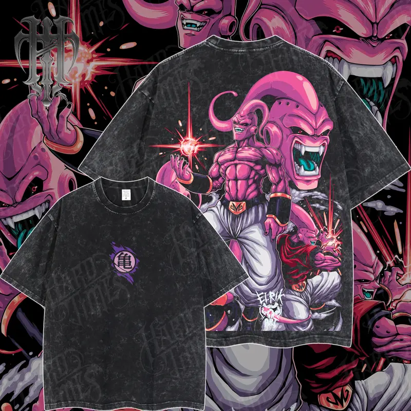 Majin DragonB Vintage Unisex Oversize Anime Manga Acid Washed Heavyweight Cotton T-shirt, graphic tee,anime merch fan, outfits men