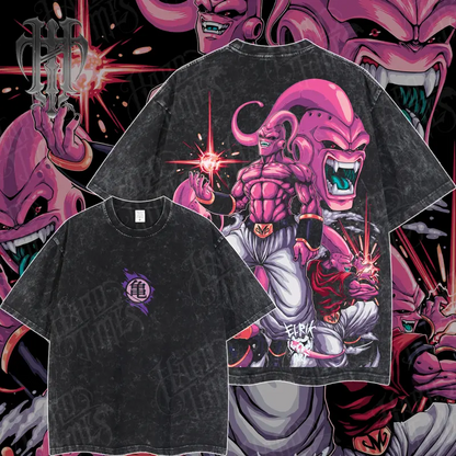 Majin DragonB Vintage Unisex Oversize Anime Manga Acid Washed Heavyweight Cotton T-shirt, graphic tee,anime merch fan, outfits men