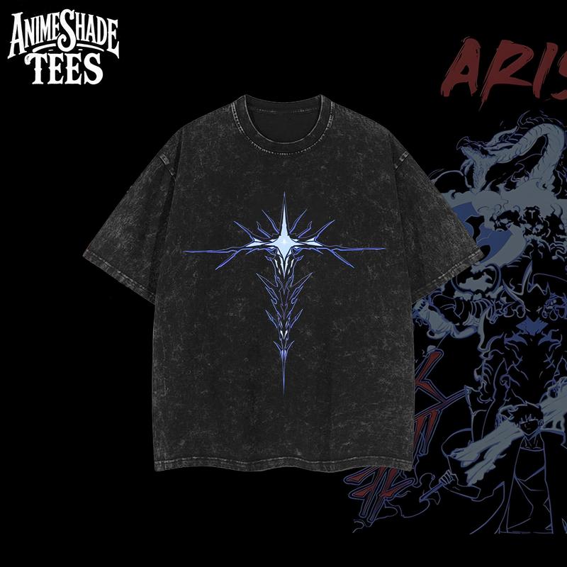 Solo Leveling Shirt – Arise Tee Sung Jin-Woo Oversized Vintage Tee, Heavyweight Cotton, Washed Anime Streetwear, Shadow Monarch Graphic, Retro Y2K Aesthetic, 90s Anime Tee, Gift for Solo Leveling Fans