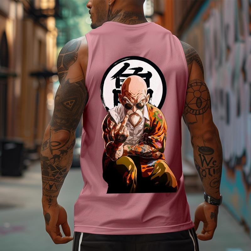Dragon Ball DBZ Roshi Unisex Summer outfits men streetwear 80s 90s graphic tees cotton Anime tank tops men gifts