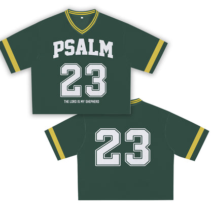Green Accents Psalm 23 Jersey - Soft Comfortable Fabric, Unique Faith Design for Bold Streetwear Style